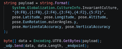  Geospatial sent data payload